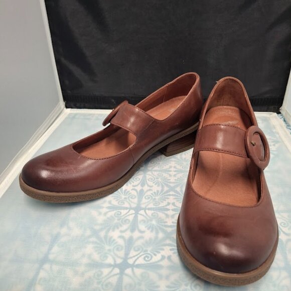Dansko Mary Jane Burnished Leather Shoes BRANDY SPICE size 40 US Women's size 10 - Picture 6 of 6